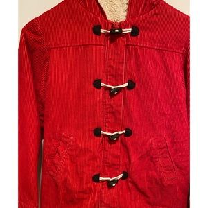 Kids Red Corduroy Hooded Jacket